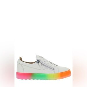 Guiseppe Zanotti Gail Rainbow Sole Zip Sneakers NIB Size 38